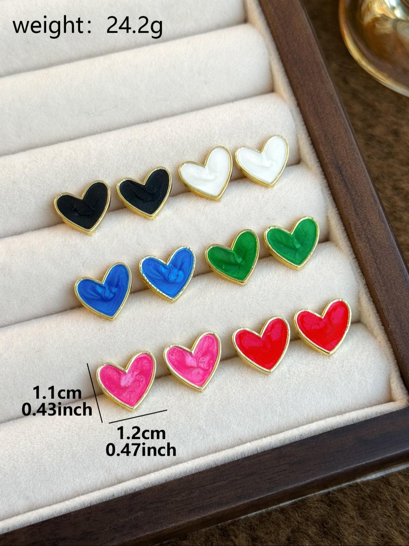 Heart Shaped Stud Earrings, Fashionable Earrings for Women & Girls, Casual Jewelry for Party, Daily Clothing Decor, Trendy All-match & Exquisite Jewelry for Gift, Flat Back Earrings, Studs Earrings