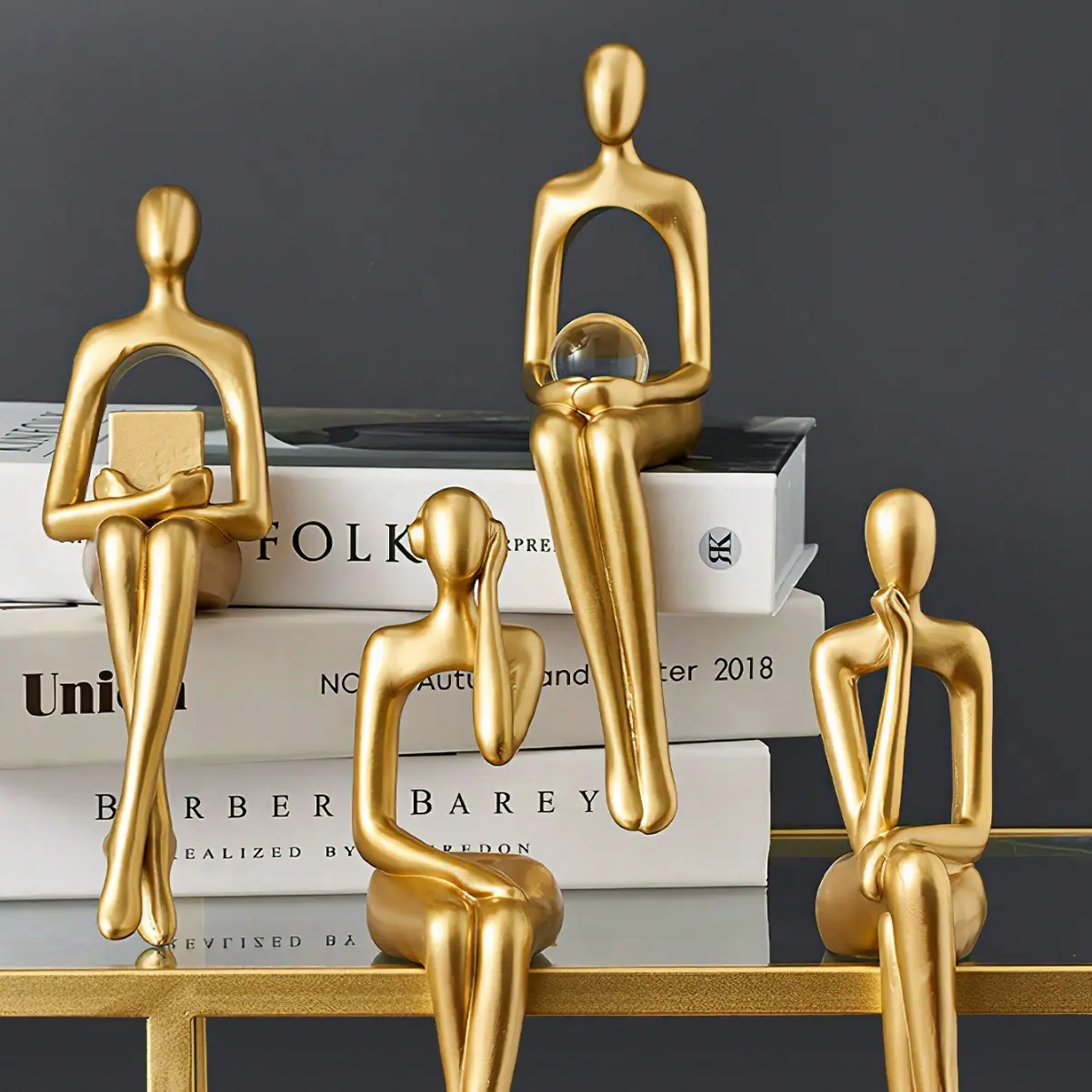 Luxury Abstract Creative Sitting Figure Ornament, TV Cabinet Bookshelf Art Decor, High-End Home Decoration Piece, Unique Sculpture