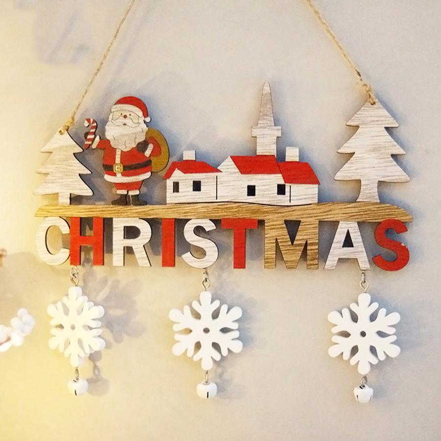1PC Wooden Christmas Door Hanging Oranments Wall  Merry Christmas Decor for Home Happy New Year Naviidad Door Pendants Gifts