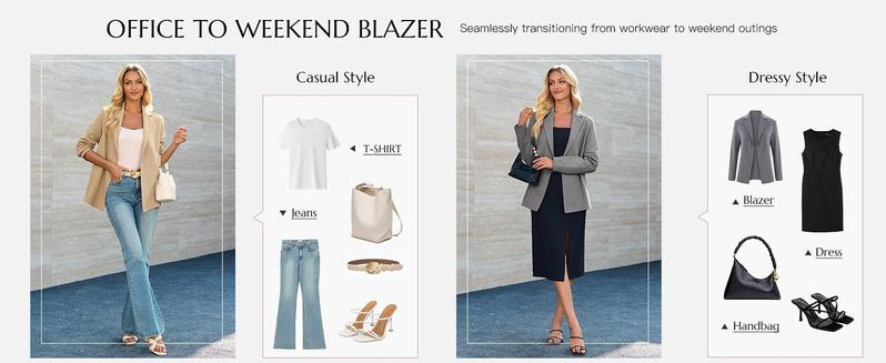 FMEYOA Womens Casual Long Sleeve Blazers Solid Color Knit Blazer Work Office Open Front/Button Down Blazer Jacket Formal Essential FMEYOA Womens Casual Long Sleeve Blazers Solid Color Knit Blazer Work Office Open Front/Button Down Blazer Jacket Formal Essential