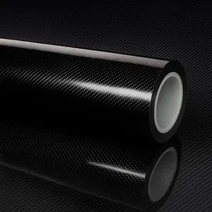 7D Super Glossy Black Carbon Fiber Vinyl Wrap - Anti-Wrinkle, Air Release Automotive Wrap - DIY Decals Self Adhesive Car Vinyl Sticker for Interior/Exterior - Size 1FT x 10FT
