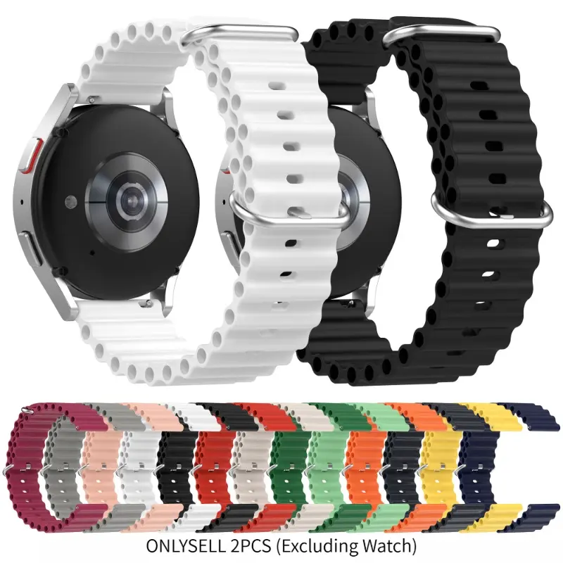 2 Pcs Solid Color Ocean-Style Silicone Watch Band, 20mm / 22mm Universal Replacement Strap For Samsung, Huawei, Amazfit, Garmin, Honor, Sweat-Resistant Shock-Absorbing Wristband, Smartwatch Accessory, Men Women Gift, Smartwatch Replacement Straps
