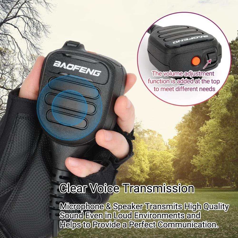BASIC SUPPLY Microphone Handheld Heavy Speaker For BF-800 Radio,UV-5R,BF-F8HP PRO,AR-5RM,UV-21R,UV-32 Kenwood Retevis Walkie Talkies.IP54 Waterproof, Volume Adjustable