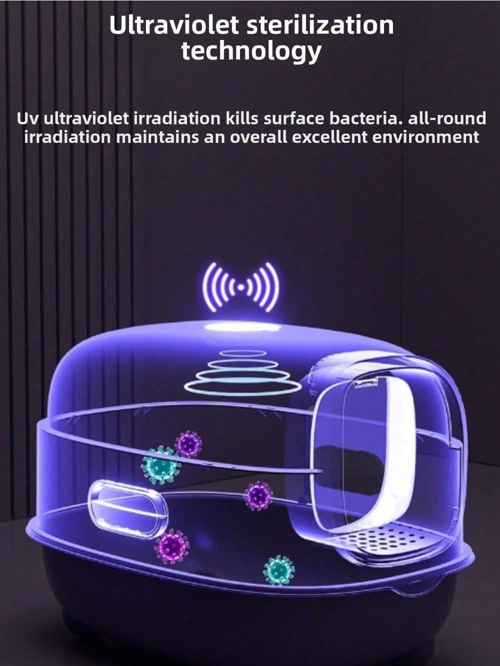 Large Foldable Cat Litter Box with Lid and Scoop, Front Entry Enclosed Design, Anti-Splash, Easy to Clean moon forest carbon filter adjustable long handle