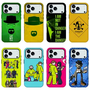Breaking Bad Walter White Heisenberg Cartoon Graffiti Phone Case, Retro Drama Fan Merch Phone Shell, Toxic Lab Meme Colorful Solid Trendy Aesthetic Print Shockproof Soft Silicone Cover For iPhone11 12 13 14 15 16 17 pro max and Samsung S24-S26 series,Perf