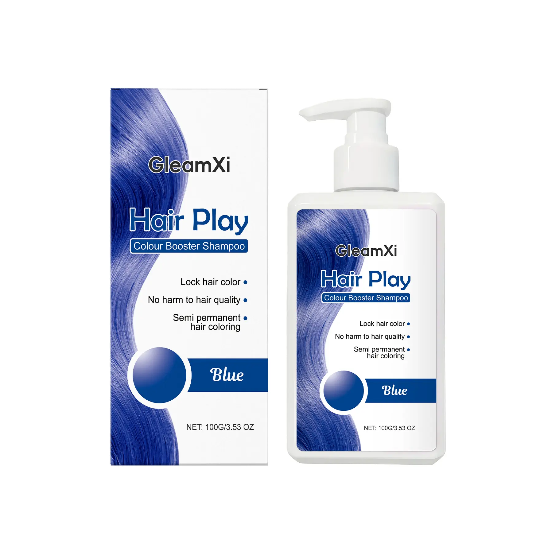 Blue Hair Shampoo Gentle Care Smooth Texture Natural Color Enhancing Luster for Haircare