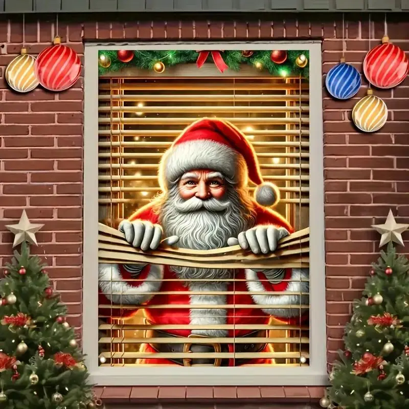 1 Counts Multi functional polyester Santa Claus window sticker - perfect for Christmas and New Year decoration, no need for power, suitable for home and outdoor celebrations