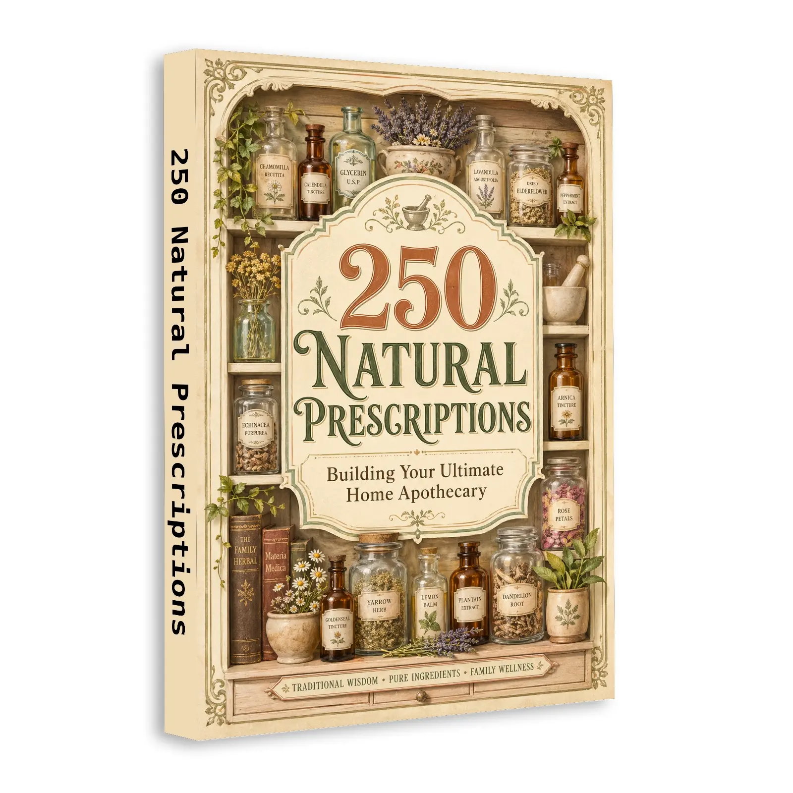 Health & Wellness Book, 250 Natural Remedies, Herbal Recipes, Home Apothecary Guide for Family Care & Everyday Wellness
