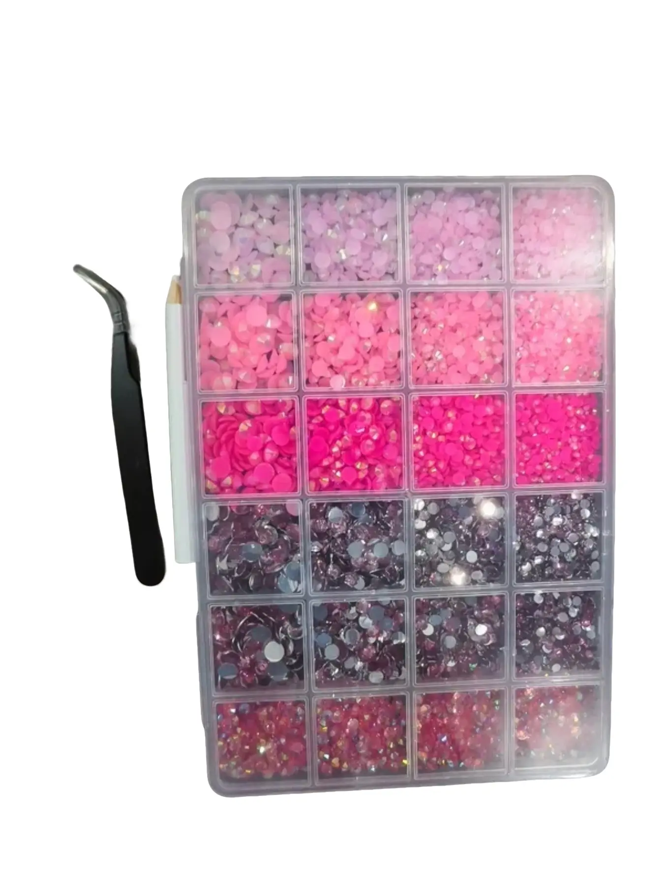 Flat bottom resin jelly rhinestone, used for hand making, 3-6mm pink sparkling rhinestone, 6-color jelly resin rhinestone sparkling gem, suitable for handicrafts, jewelry decoration, is an ideal crystal for hand making