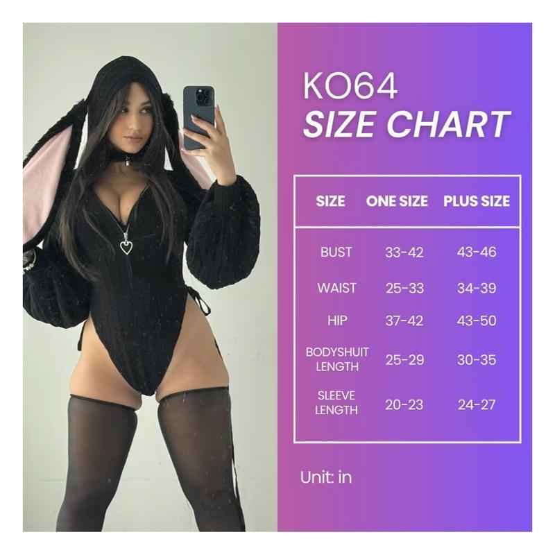 Cute Knitted Bunny Suit with Fuzzy Rabbit Ears Anime Cosplay Costume Underwear for Women Plus Size Lingerie Fancy Nancy Outfits for Jumpsuit Black Clothes Womenswear Everyday Soft Fabric Love Matching Streetwear Style 2026 Hottest Picks SpringS