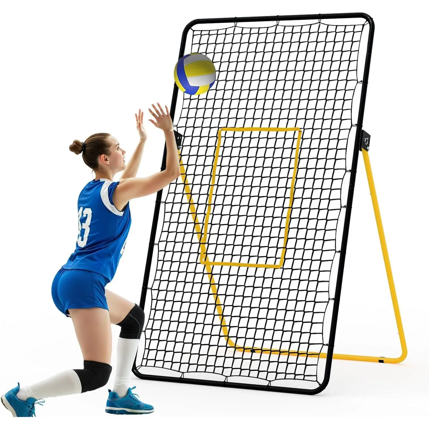 7X4 ft Volleyball Rebounder Net – 5 Adjustable Rebound Angles, Portable Bounce Back | Volleyball/Baseball Training (Digging/Setting/Spiking)
