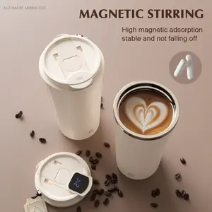 Smart Automatic Magnetic Stirring Coffee Cup With Touch Temperature Display - Portable Type-C Rechargeable 304 Stainless Steel Travel Mixing Mug For Outdoor Camping Office & Daily Fitness