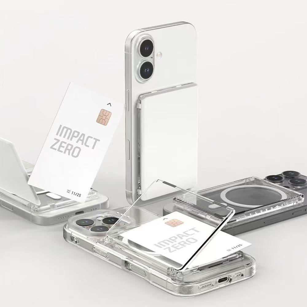 Open-style card holder for bus cards and bank cards, portable transparent PC magnetic card holder, magnetically attached to the phone