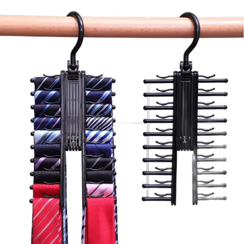 Multi-Functional Tie Storage Rack, Belt Organizer Hanger, Multi Hooks Holder for Ties Scarves Bow Ties Shawls