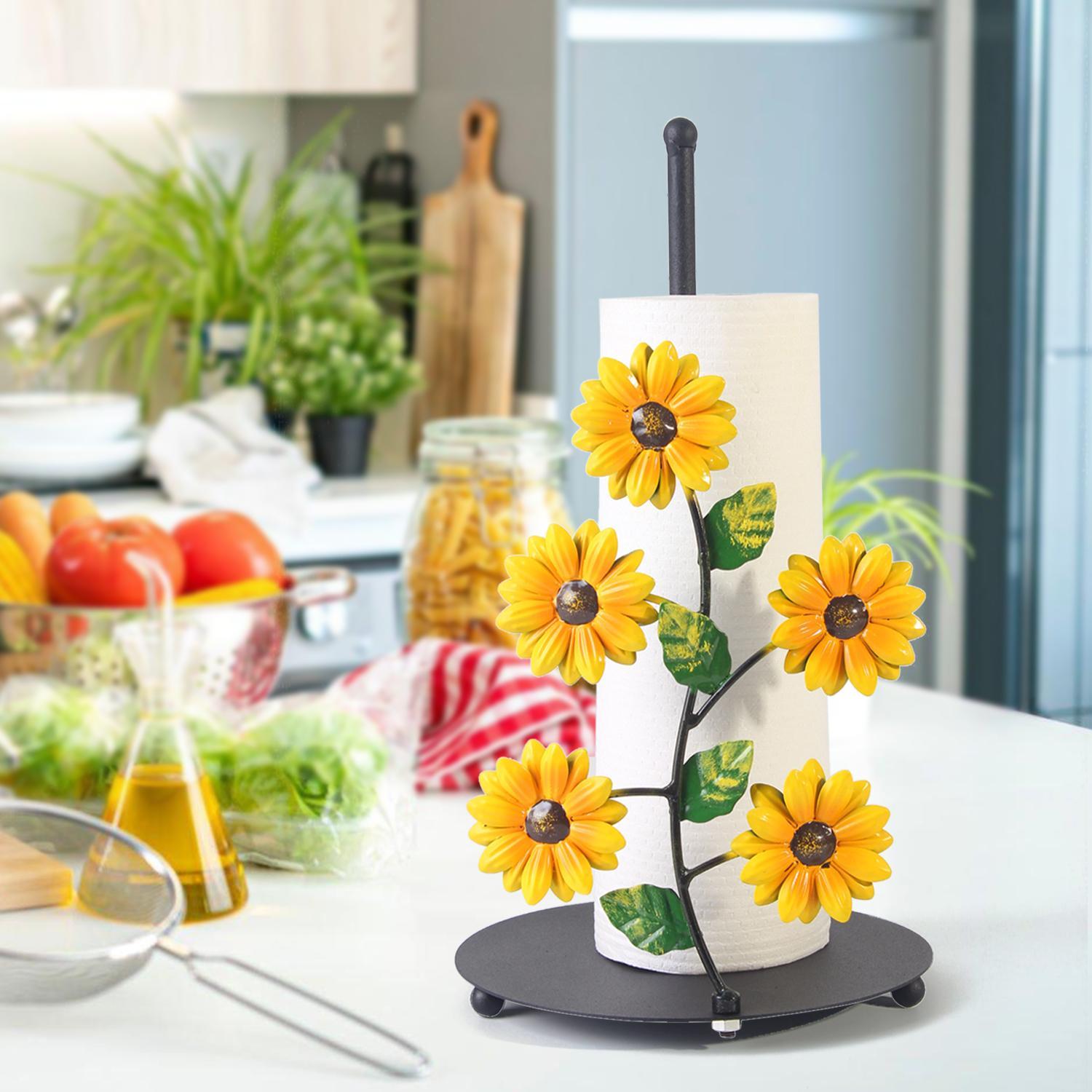 Sunflower Design Paper Towel Holder, 1 Box Iron Paper Towel Storage Rack, Roll Paper Holder, Home Decor for Kitchen Bathroom