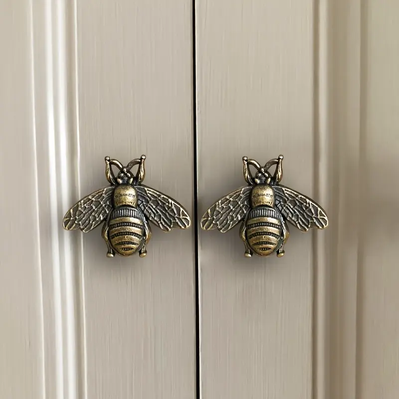 6pcs drawer handle set, retro bee design cabinet handle, small 1.2 "*0.6" cabinet knob, decorative furniture handle, cabinet accessories.