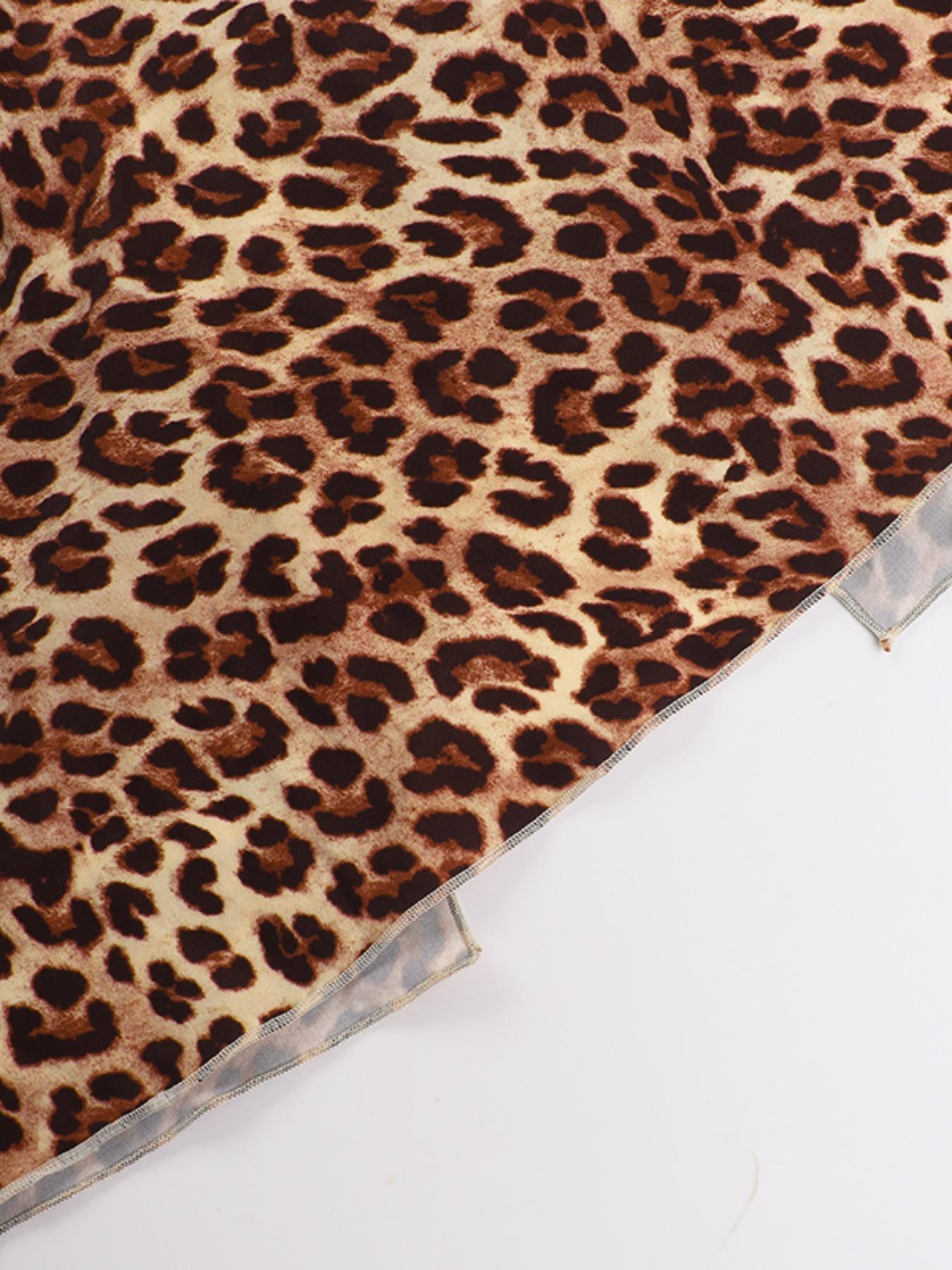 Elegant Deep V Neck Leopard Print Maxi Dress, Sleeveless Slim Fit Party Gown, Sexy Tie Back Design for Women