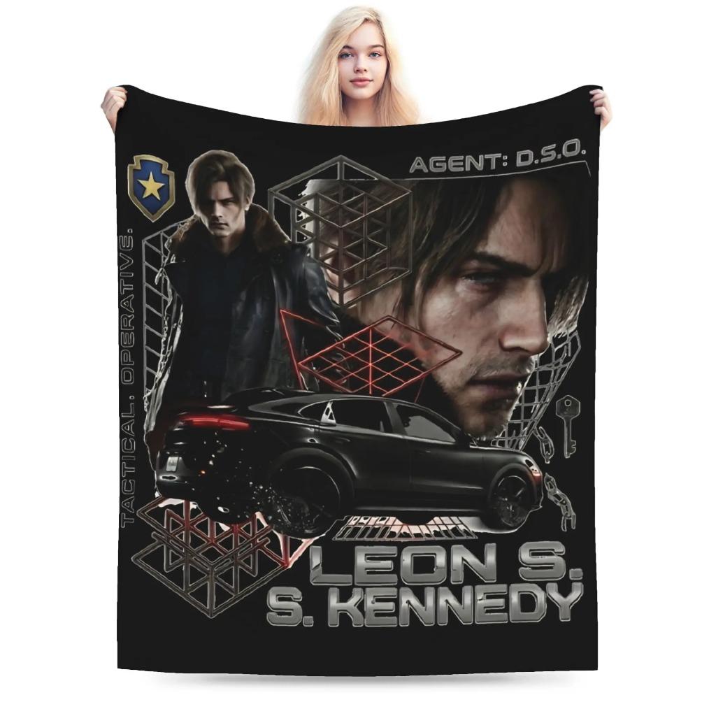 Residents Evils Leon S. Kennedy Throw Blanket Super Soft Pattern Blanket  For Living Room Camping Flannel Bedspread Bed Cover A multi-functional and beautiful blanket suitable for decoration, use and as a gift. Add some fun to your home