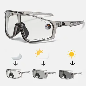 Unisex Photochromic Cycling Sunglasses, 1 Pair Stylish Large Frame Glasses, Day Night Dual Use