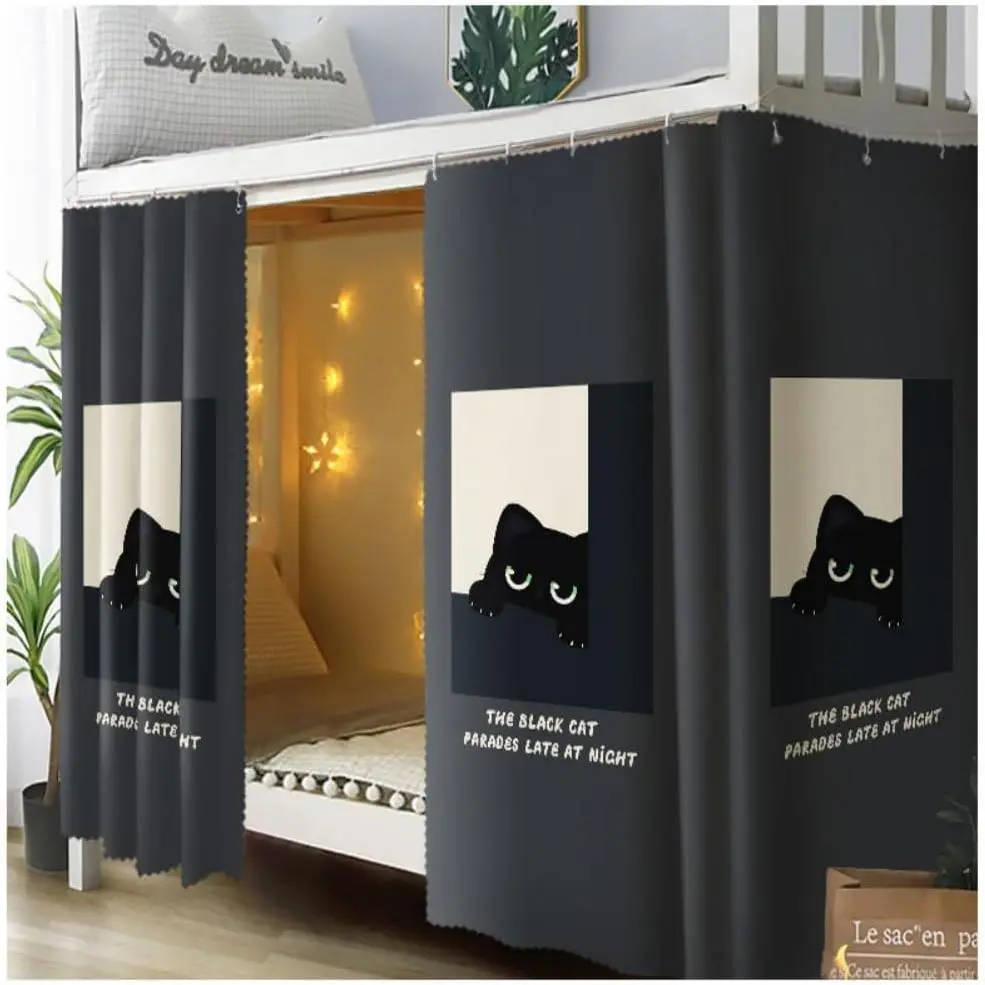Bottom Bunk Bed Curtains  Curtains Breathable  Single Bed Blackout Curtains  Cloth Panels Underbed Loft Bed Canopy Tent Curtain Shading Drapes for Dorm (Black  set of 2)