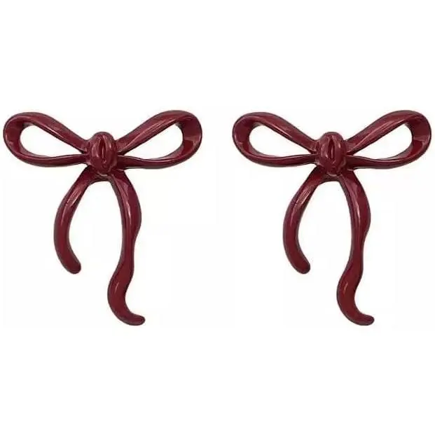 Bow Earrings Set Golden  Ribbon Stud Earrings for Women | Valentine's Day Christmas  6 Pairs for Women