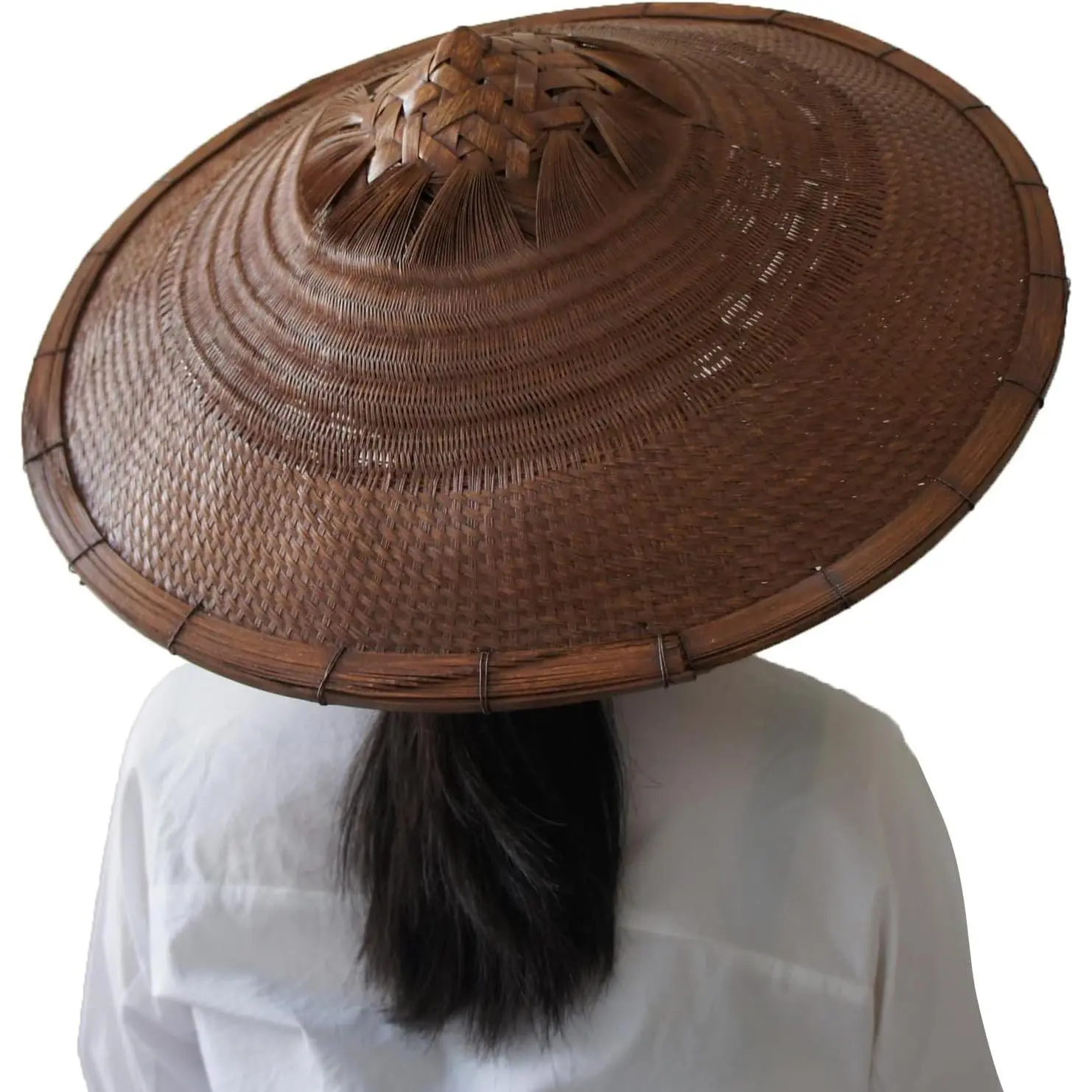 Handmade Bamboo Straw Sun Hat, 18.5 Inch Diameter x 5 Inch Depth(Gift)
