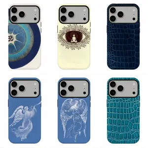 Boho Spiritual Om Chakra Blue Gradient Art Phone Case, Compatible for iPhone 17Promax 16 15 14 13 12 11 and for Samsung S26‑21, Indie Zen Aesthetic, Mystic Yoga Vibe, Shockproof Protective Cover, Perfect Holiday Gift, Father's Day Gift