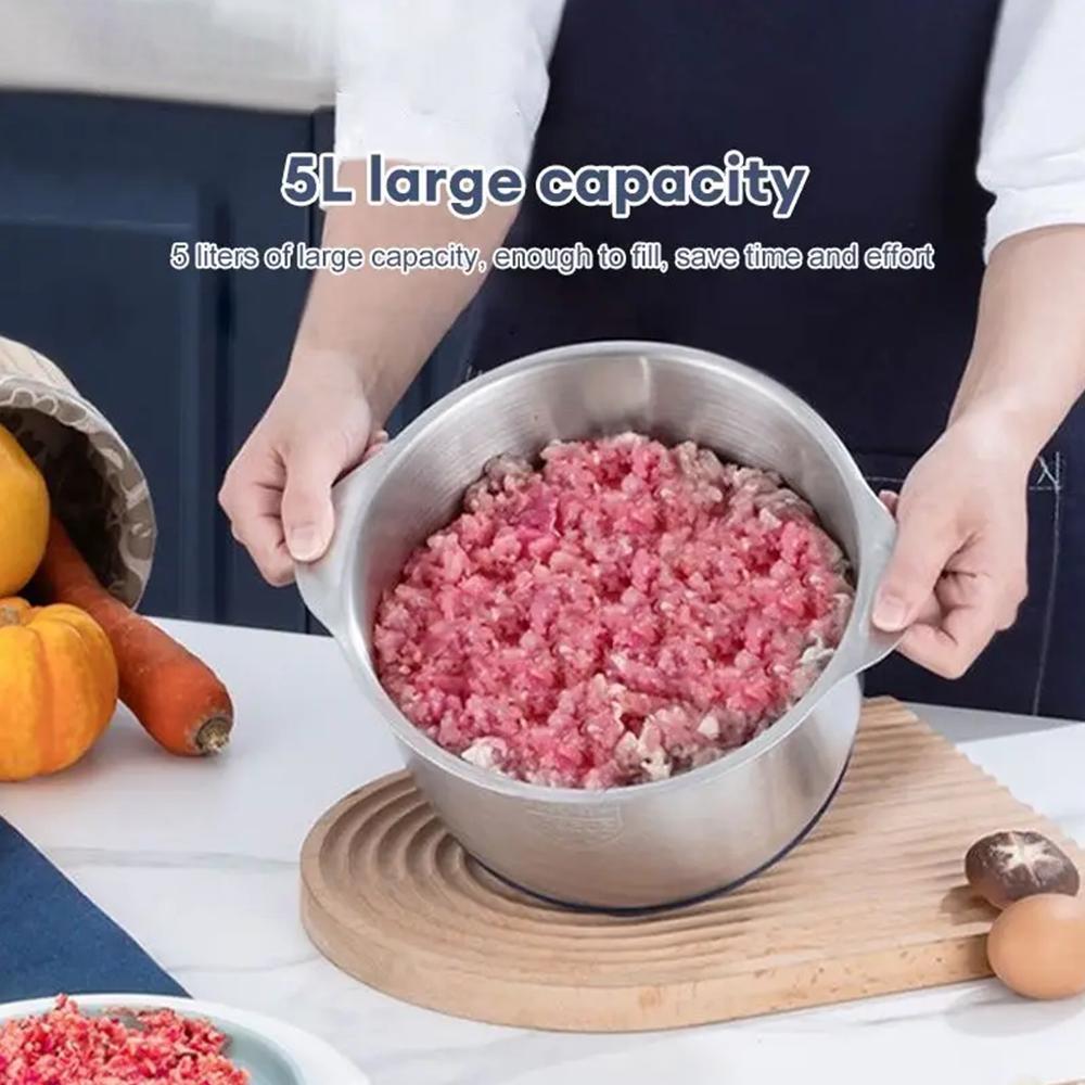 5L Electric Meat Grinding Tool, Stainless Steel Food Chopper, Household Kitchen Appliances for Vegetables, Onions, Garlic, Peppers, Salads, Fruits, Dough