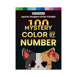 Mystery Number Coloring Book, 100 Pages Background Pixel Art, Adult Coloring Book for Night Relaxation and Stress Relief