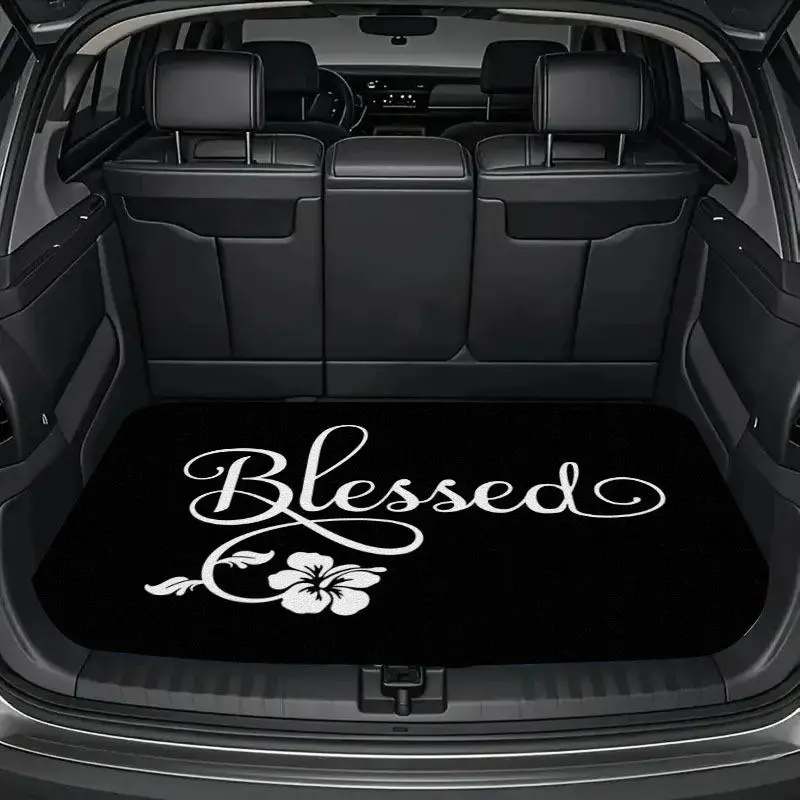 Universal Fit Car Cargo Liner Trunk Mat - Polyester Fabric, Washable Cloth, Decorative Flair Print, Stain Resistant, Easy to Clean, Durable, Grime Shield, for Sedans, SUVs, Off-Road Vehicles | Automotive Interior Accessory