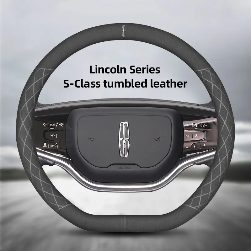 Car Steering Wheel Cover Suede Non-slip Auto Accessories For Lincoln Navigator Continental Nautilus Aviator MKZ MKX MKC MKT MKS Corsair Mark E