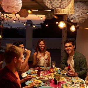 52/104Ft Solar String Lights Outdoor Waterproof, Solar String Lights for Outside with Remote, LED Solar Lights String with 26 Shatterproof Bulbs, Dimmable Solar Patio String Lights for Cafe Bistro Party