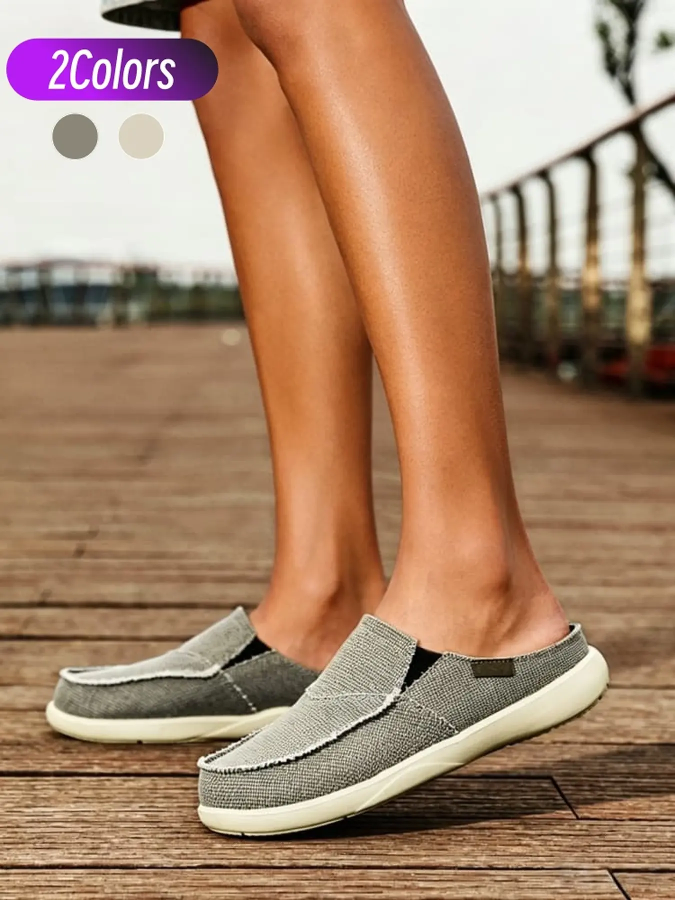 Men retro frayed canvas slip slides with sweat-wicking cork cushion insole, lightweight anti-slip thick sole lazy footwear for home commute outdoor trips