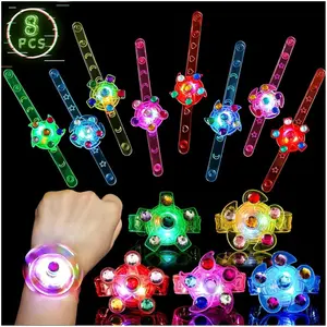 8 Pack LED Light Up Fidget Spinner Bracelets, Glow in The Dark Party Supplies Party Favors for Kids 4-8 8-12, Birthday Gifts, Treasure Box Toys for Classroom Goodie Bags Stuffersfidget toys