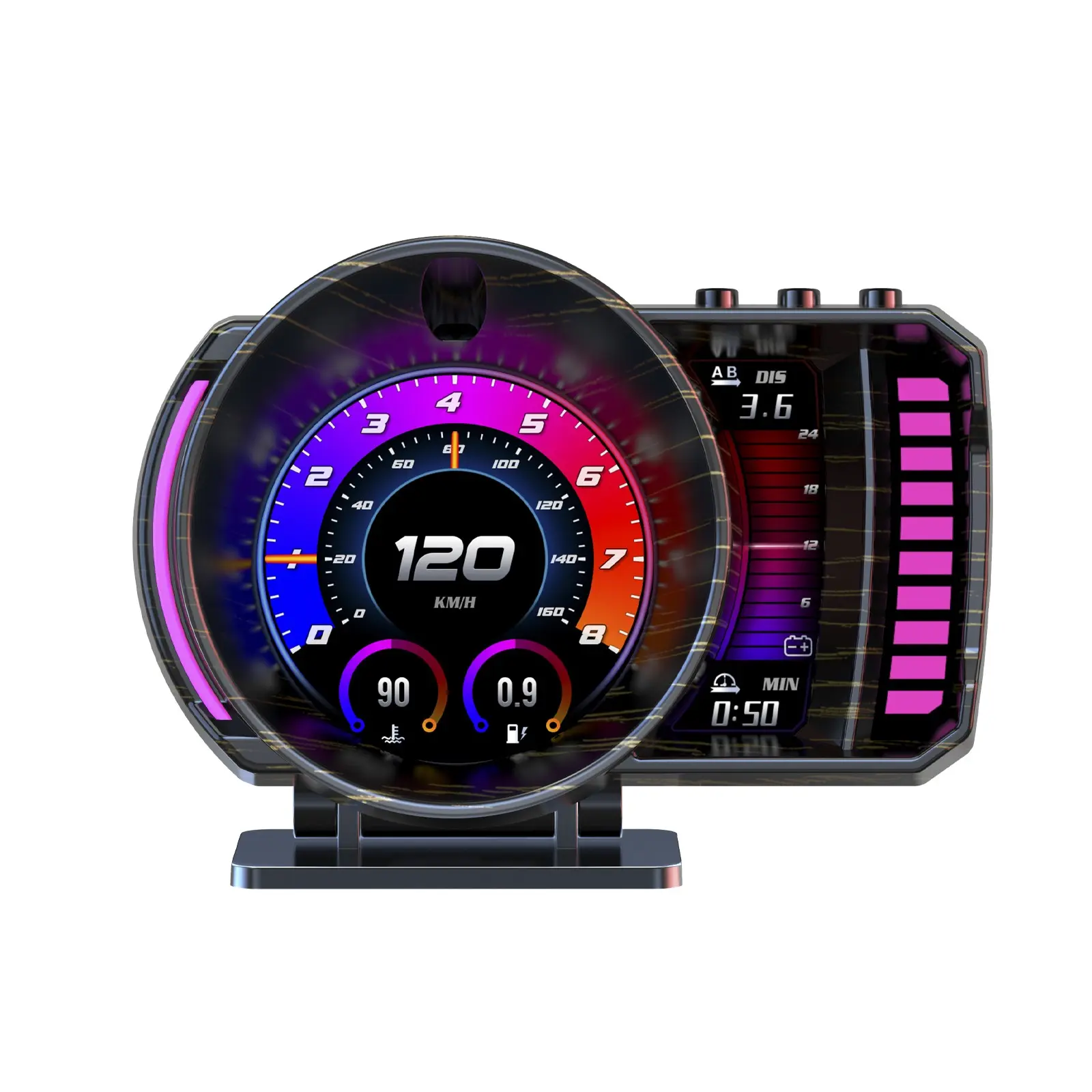 Obd+GPS Intelligent HUD, Multi-Function Car Dashboard Head Up Display, Speedometer, Over-Speed Alarm, 13 theme UI Switchable, 15 Languages Settings, Ideal for Enhanced Driving Experience