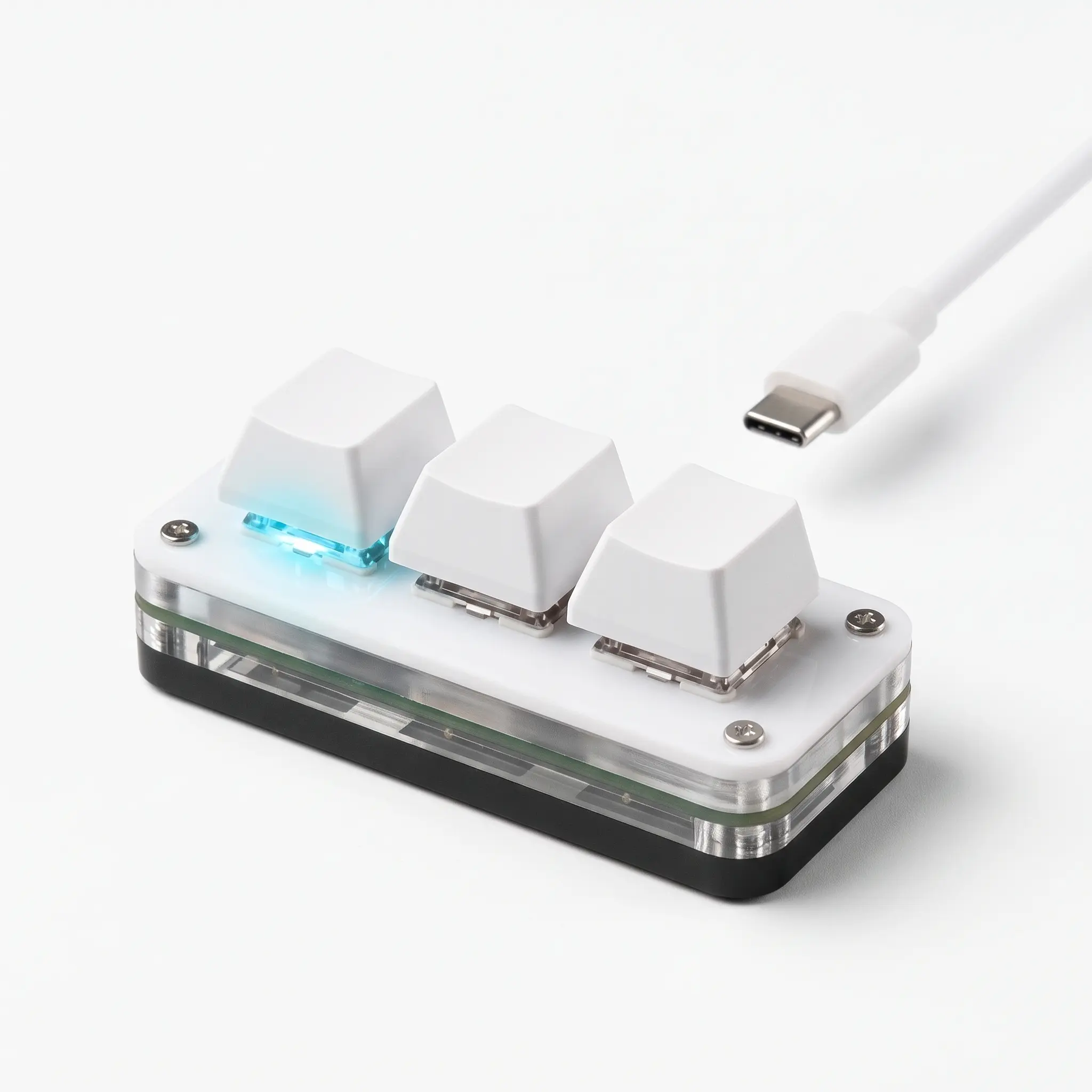 RGB Macropad Mini Keyboard, 3-Key Hot-Swappable Programmable Keypad with Knob, Custom Macro Pad for Editing Gaming