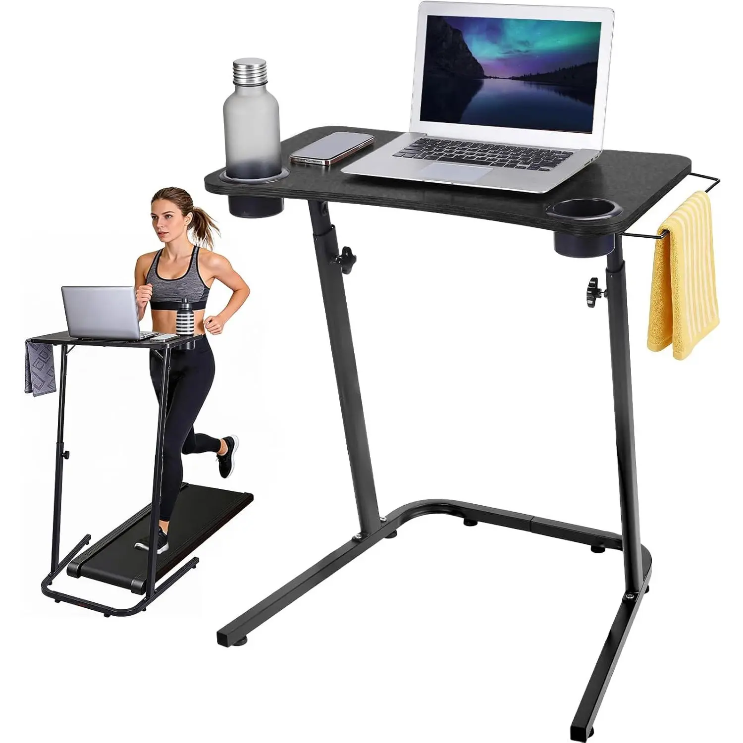 Treadmill Desk Height Adjustable Desk for Walking Pad, 30"-" Black |  & Heavy-Duty, Portable Walking Pad Desk Table Stand for Walking Pad Exercise