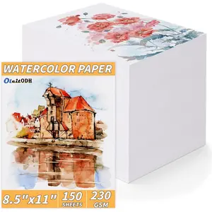 150 Sheets Cotton Watercolor Paper Bulk -230GSM Art Paper-8.5 x 11 inch Painting & Craft Paper, Finger Paints, Watercolor, Tempera, Drawing, Art Room & Home School Crafts