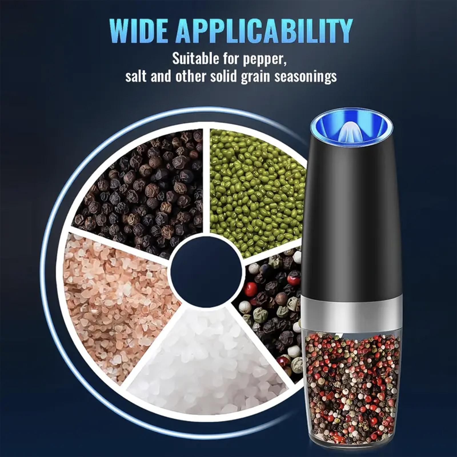 Electric Salt & Pepper Grinding Bottle, 1/2 Counts Batteries Powered Gravity Electric Grinding Bottle with LED Light, Kitchen Seasoning Utensils without Battery, Salt Pepper Shakers, Kitchen Gadgets, Kitchenware