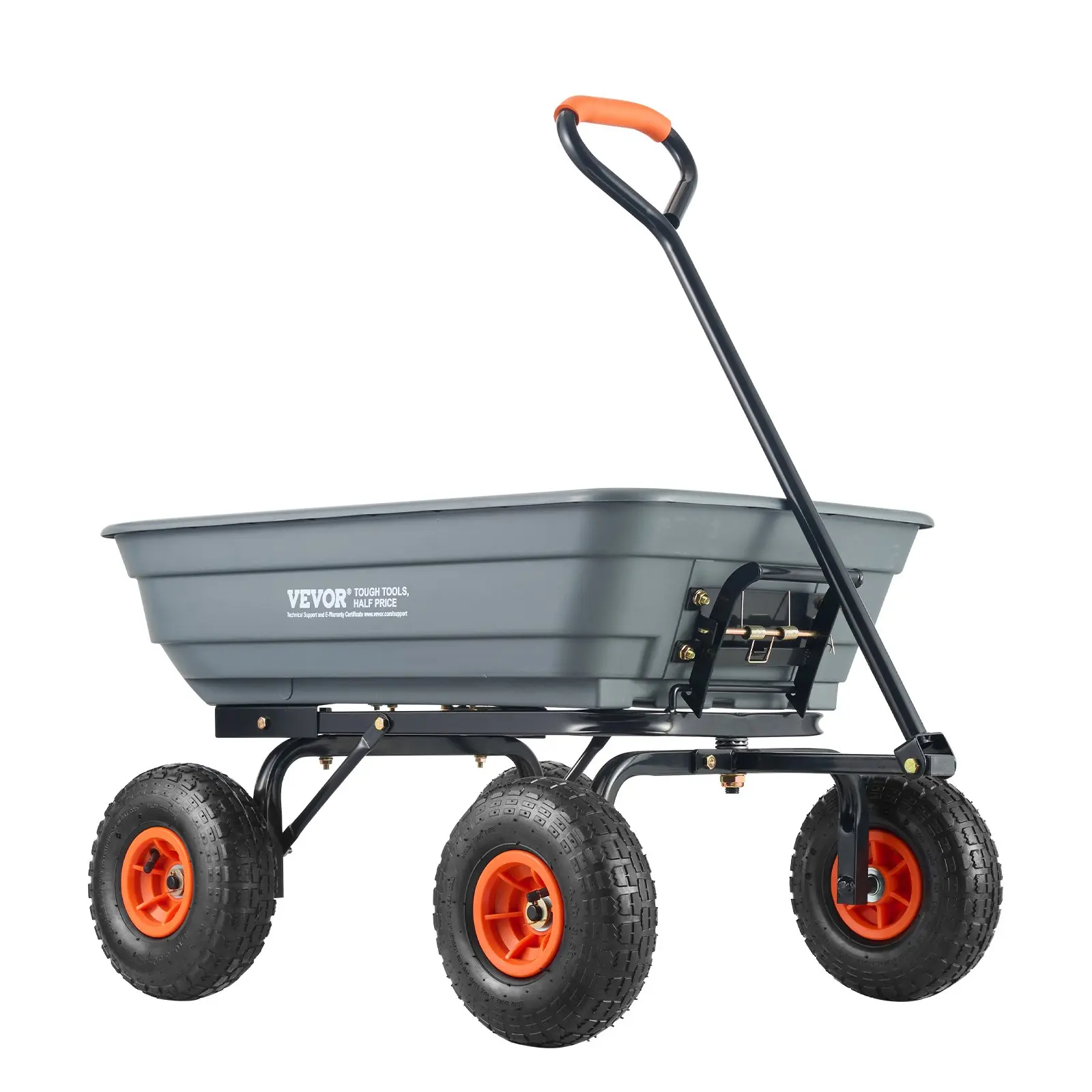 【DealsForYouDays】VEVOR Garden Cart, Durable Poly Dump Cart with Simple Assembly Steel Framework, Versatile Dump Cart with Dual-Function Handle, Handy Wheelbarrow with 600 lbs Load Capacity, 10 inch Wheels