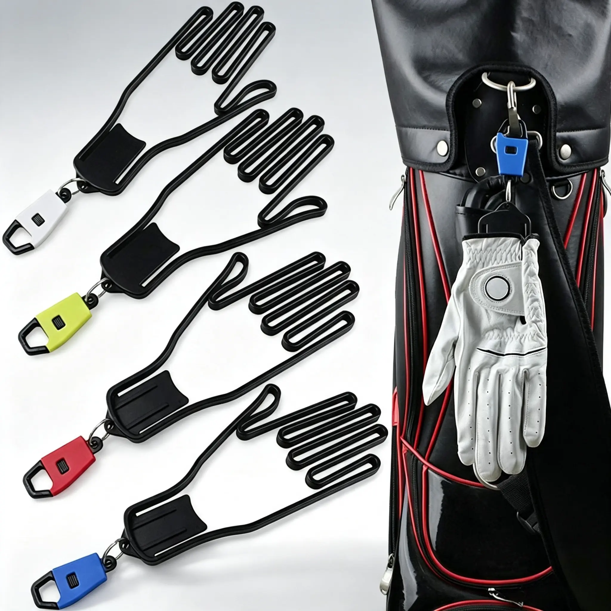 2 Pack Universal Golf Glove Holder Drying Hanger With Key Ring Glove Stretcher For Driving Outdoor Home,Sports Competition, Training