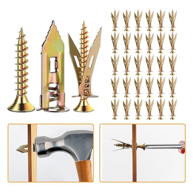 Drywall Anchors with Screws Kit Zinc Plated Steel - Self-Drilling No Drill Required for TV/Shelf Cabinet Manual DIY Handmade Essentials