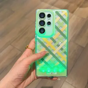 Voice-Activated Phone Case, Rhombus Stripes, Glow-In-The-Dark, Cartoon Design, Compatible with Samsung Galaxy S26 S24 S25 S24 Ultra A35 A36 A55 A56 S25 Ultra