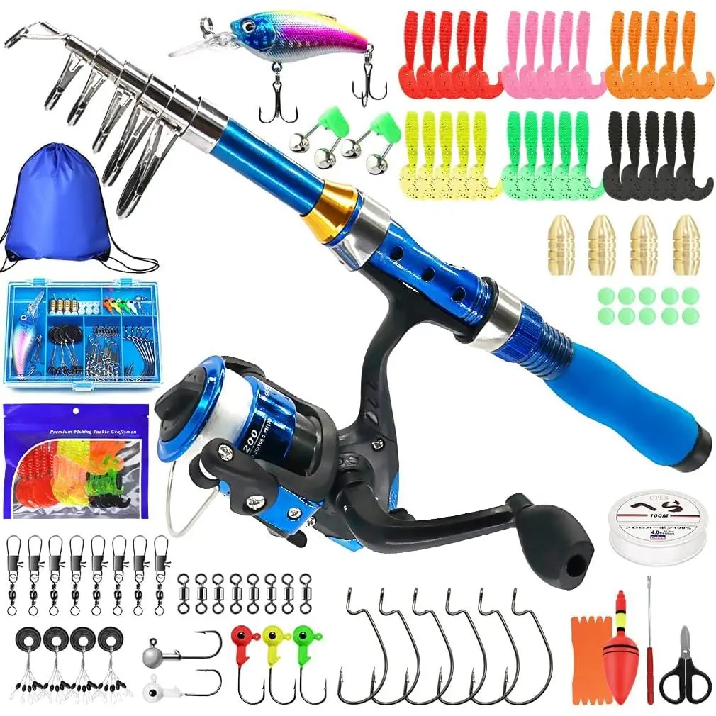Fishing Rod, 1.5M 61Inch 4.92Ft Portable Telescopic Fishing Pole and Reel Combos and String with Fishing Line Full Kits, Youth Fishing Pole Fishing Gear for , Boys, Girls, and Adults