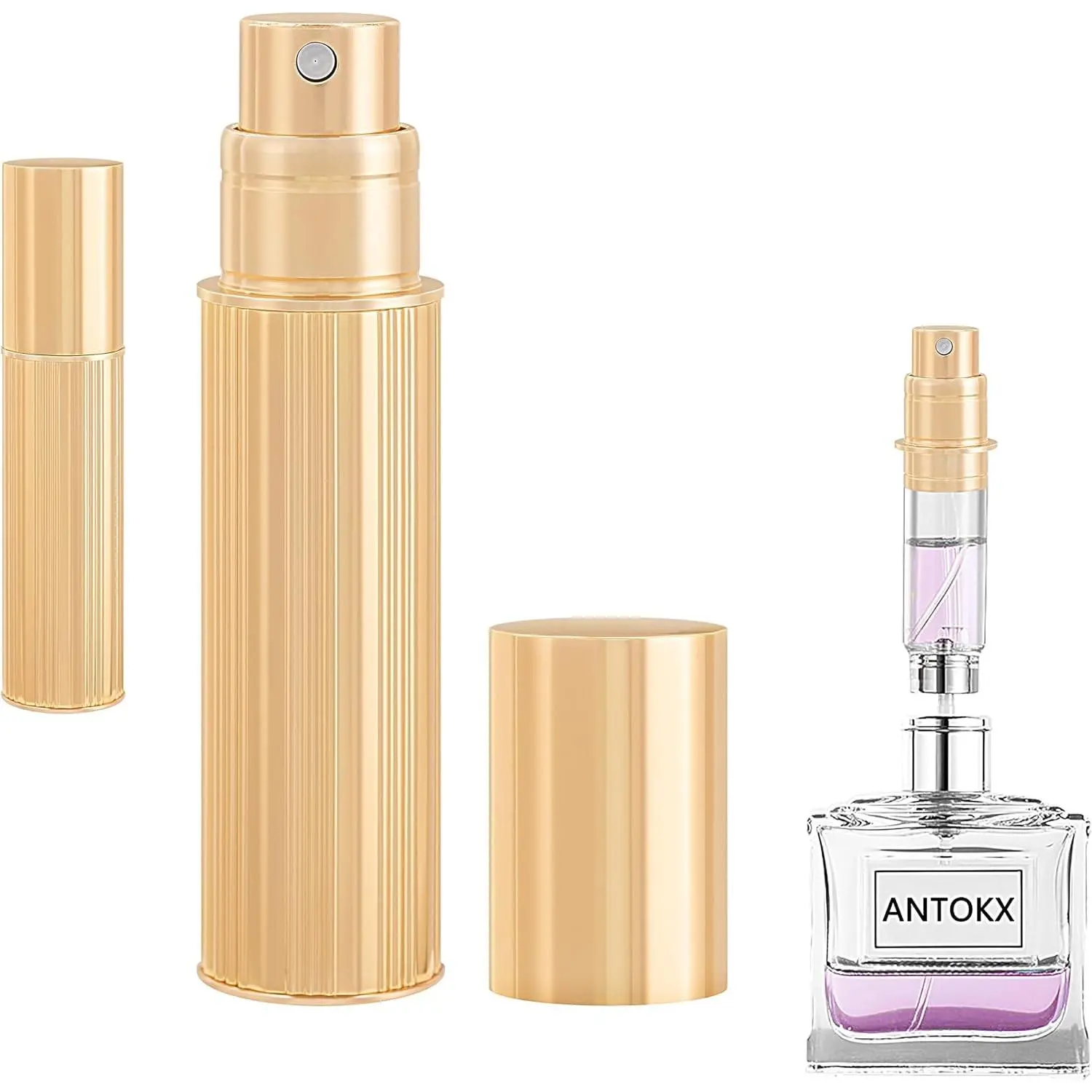Travel Bottle Refillable Perfume Atomizer - 5ML Luxury Leakproof Perfume Atomizer Refillable, Perfume Travel Spray Bottle, Mini Perfume Bottle (Gold)Gift