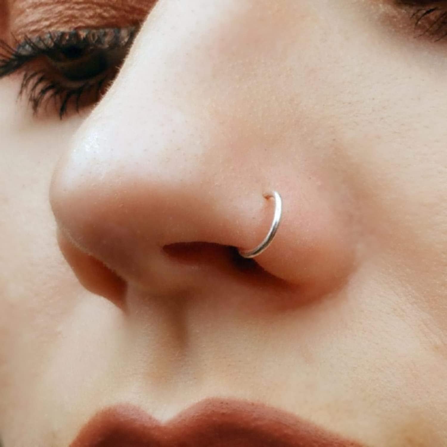 925 Sterling Silver or 14k Gold Filled Fake Clip on Nose Ring, Handmade 20 Gauge Tiny Faux Non Piercing Huggie Hoop