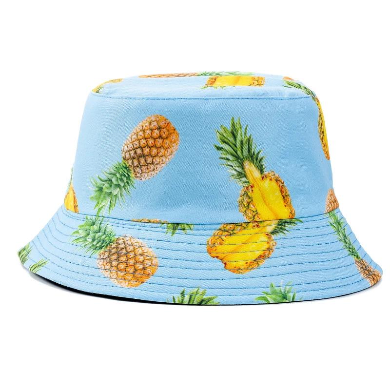 Unisex Bucket Cap Fruit Printing Hats Summer Double-sided Wear Man Women Cap Outdoor Sun Hat Classic Casual Panama Bucket Hat