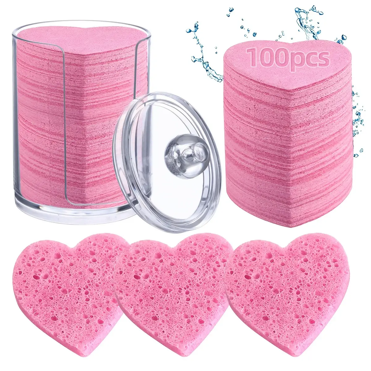 100pcs Natural Compressed Facial Sponges Included Storage Container Deep Cleansing Exfoliating Gentle Makeup Removal And Skin for All Skin Types