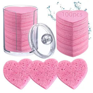 100pcs Natural Compressed Facial Sponges Included Storage Container Deep Cleansing Exfoliating Gentle Makeup Removal And Skin for All Skin Types
