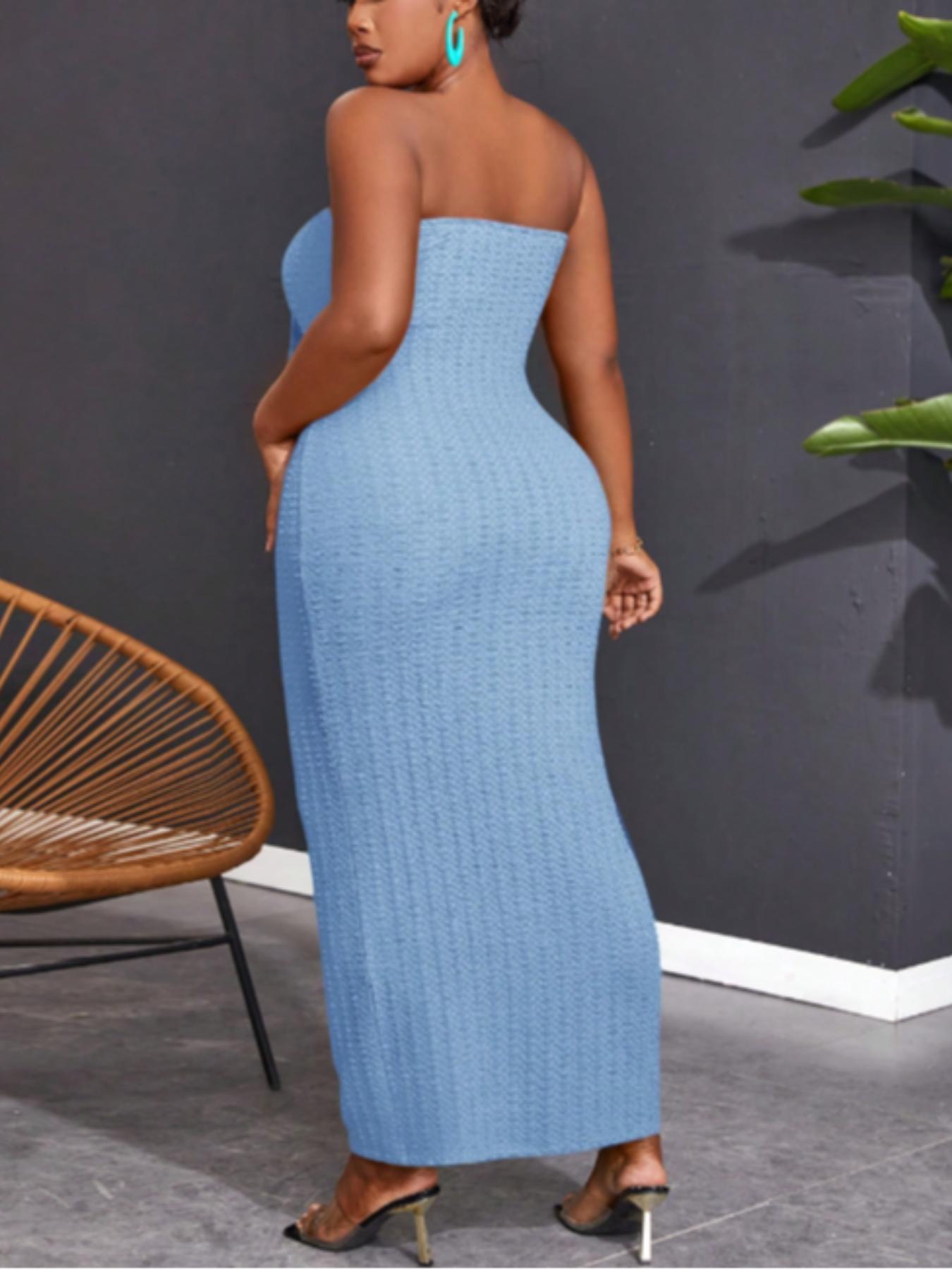 Women's Plain Tube Dress, Casual Bodycon Long Dress for Summer, Kids Clothes for Daily Wear, Womenswear, Sleeveless